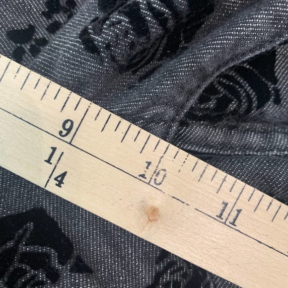 Chico's Platinum Jeans Womens Size 2 US L 12 Black Denim‎ Floral Velvet Skinny - Picture 8 of 12